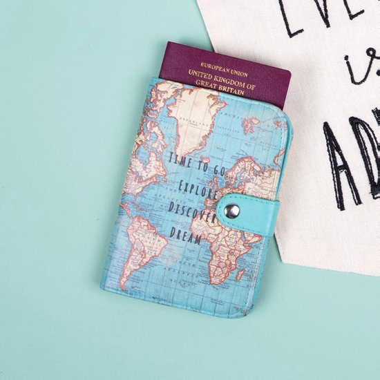 Paspoorthoesje travel/ wereldkaart