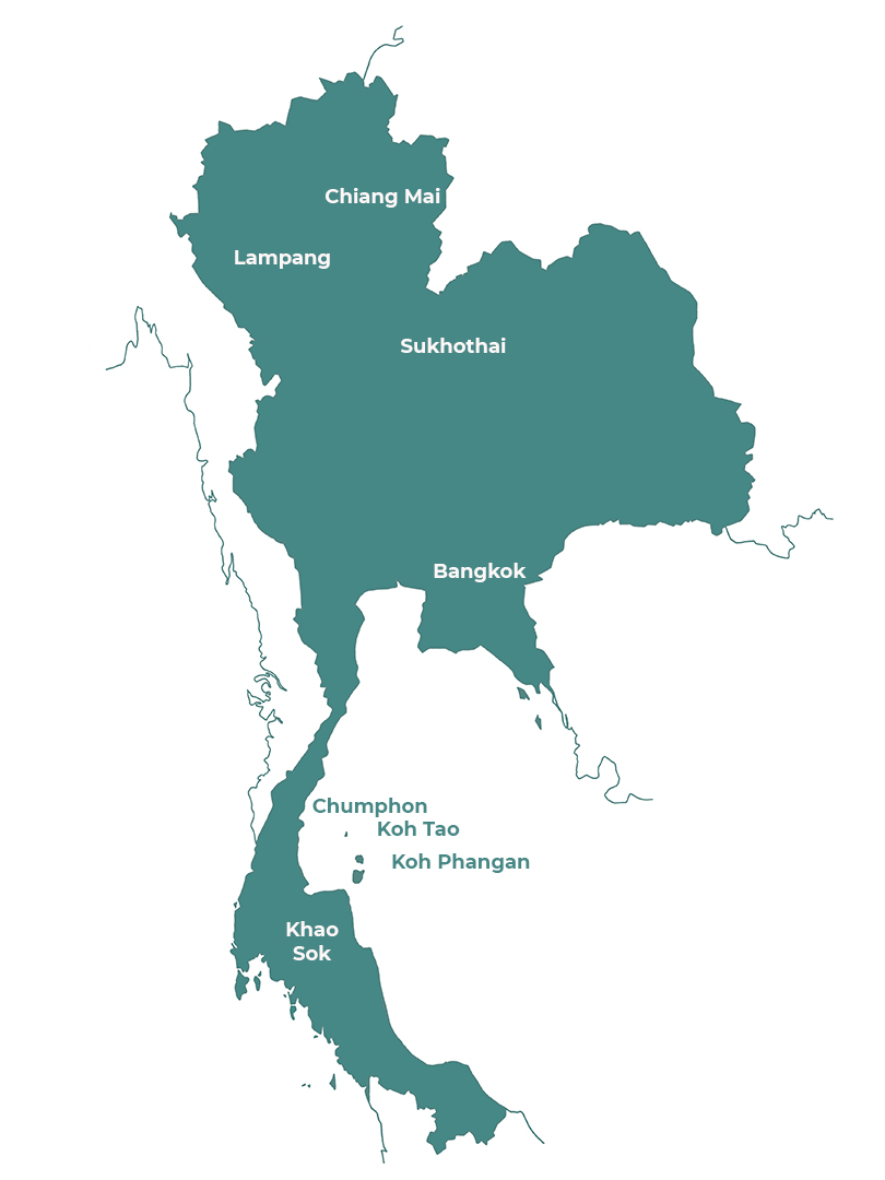 Thailand kaart route eigen reis